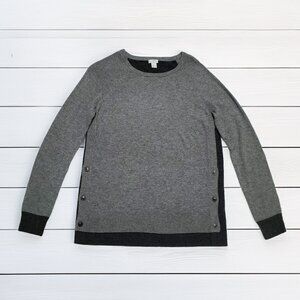 J. Crew Gray Black Side Button Sweater Size S